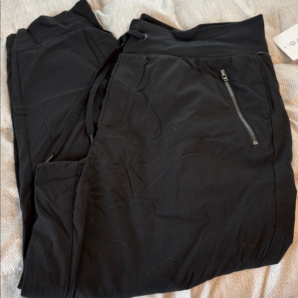 Athleta Black Joggers with Side Zipper